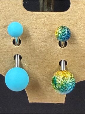 🍀3/$30 Turquoise and Multicolor Ball Stud Earrings - Women Jewelry